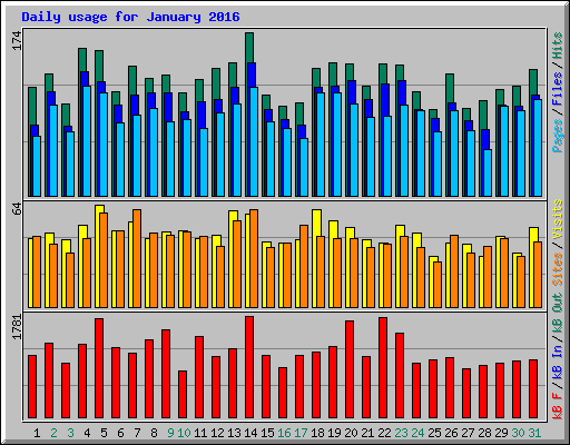 Daily usage for January 2016
