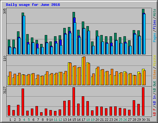 Daily usage for June 2016