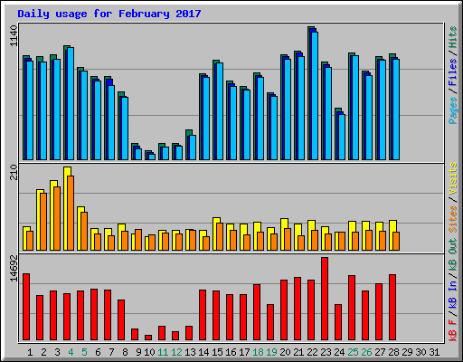 Daily usage for February 2017