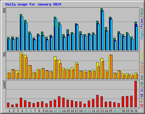 Daily usage for January 2019