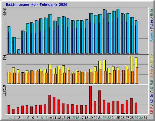 Daily usage for February 2020