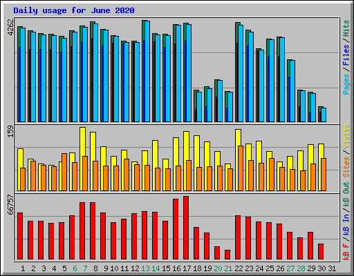 Daily usage for June 2020