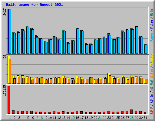 Daily usage for August 2021