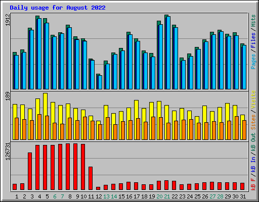 Daily usage for August 2022