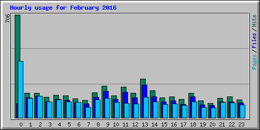 Hourly usage for February 2016